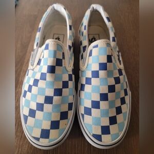Checkered Vans - Navy And Light Blue - Women's Size 8